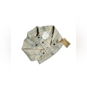 OshKosh Genuine Kids Striped Denim Jacket with Flower Accent Size 18M